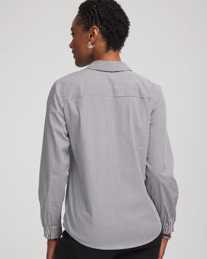 Chico's | Poplin Stripe Shirt/ Black