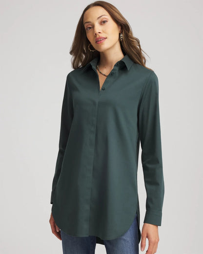 Chico's | No Iron™ Long-Sleeved Tunic/ Darkest Spruce