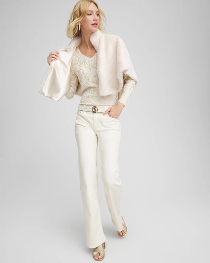 Chico's | Ella Foiled V-Neck Sweater/ English Cream