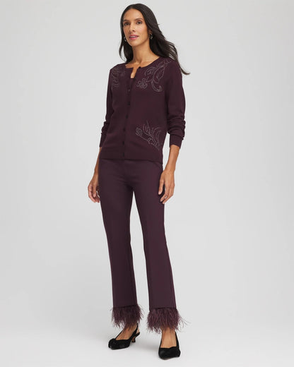 Chico's | Embellished Crewneck Cardigan/ Night Bloom