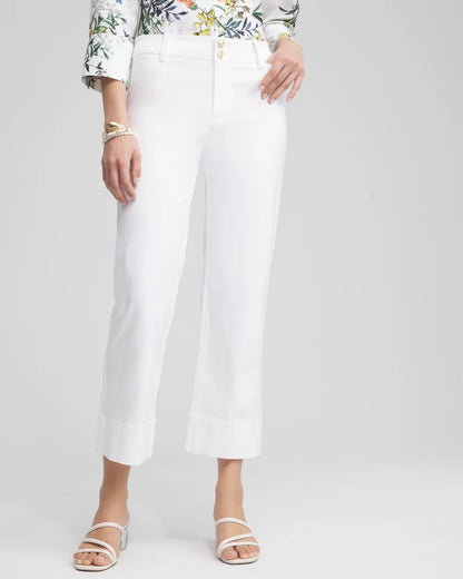Chico's | Trapunto Straight Leg Cropped Pants/ Alabaster