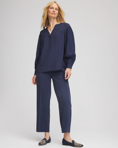 Chico's | Stretch Crepe Tapered Ankle Pants/ Passport Blue