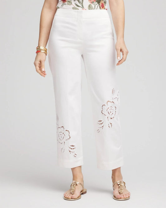 Chico's | Sateen Cutout Cropped Pants/ Alabaster