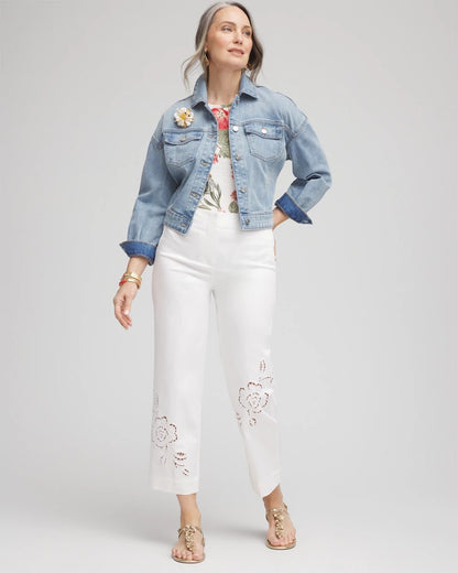 Chico's | Sateen Cutout Cropped Pants/ Alabaster