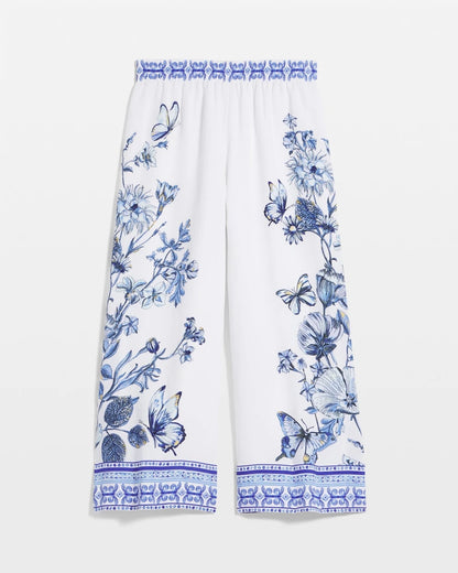 Chico's | Butterfly Pull-On Linen Cropped Pants/ Alabaster