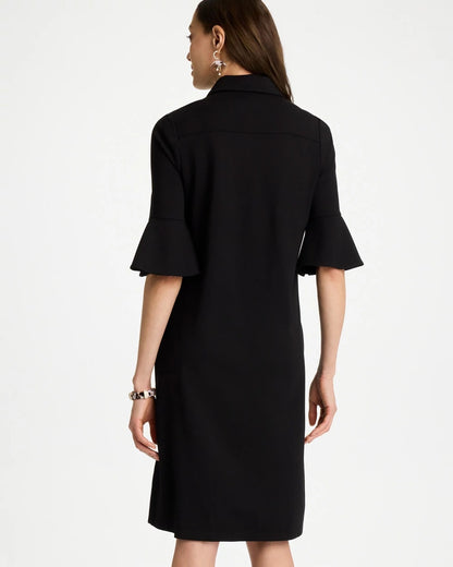 Chico's | Knit Flounce Sleeve Dress/ Black