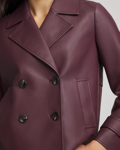 Chico's | Faux Leather Trench Coat/ Blackened Burgundy
