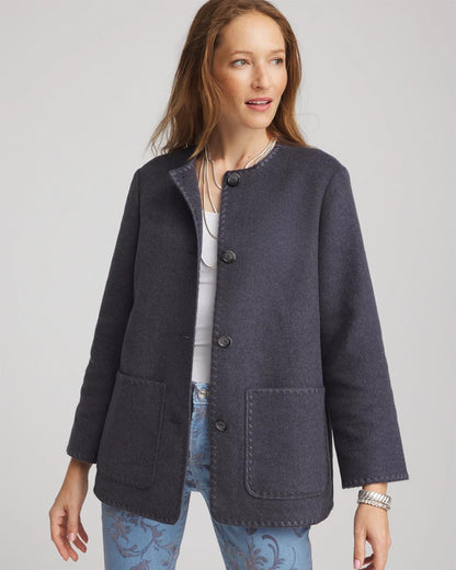 Chico's | Wool Scarf Jacket/ Dark Denim Heather