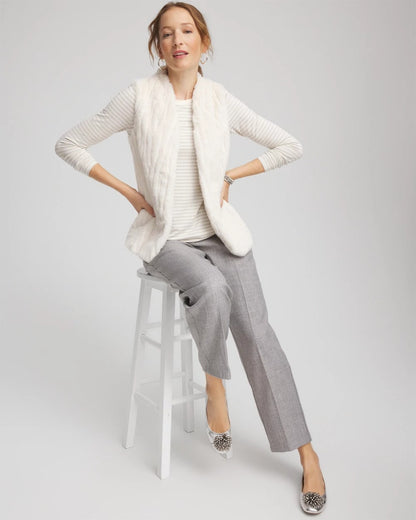 Chico's | Elongated Faux Fur Vest/ English Cream