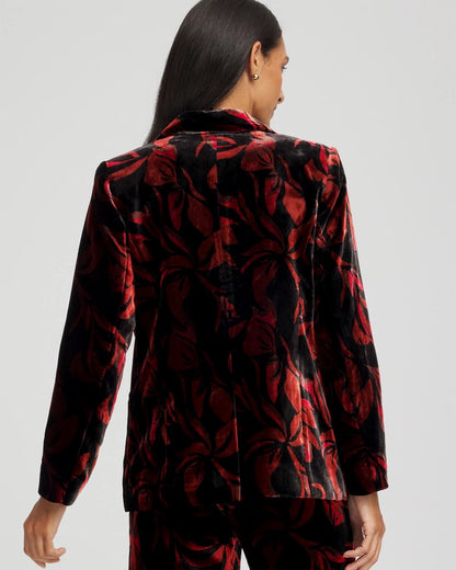 Chico's | Velvet Printed Blazer/ Black