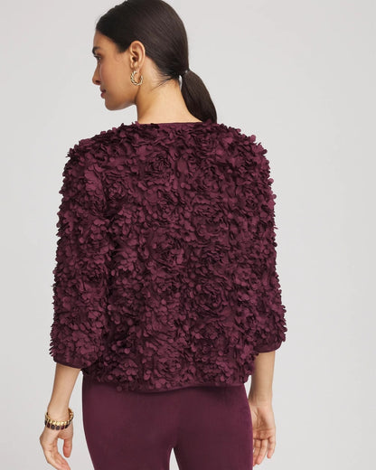 Chico's | Travelers™ Collection Textured Rosette Jacket/ Blackened Burgundy