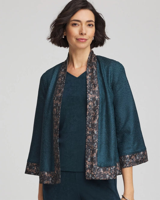 Chico's | Travelers™ Collection Crystal Crushed Reversible Jacket/ Teal Shadow