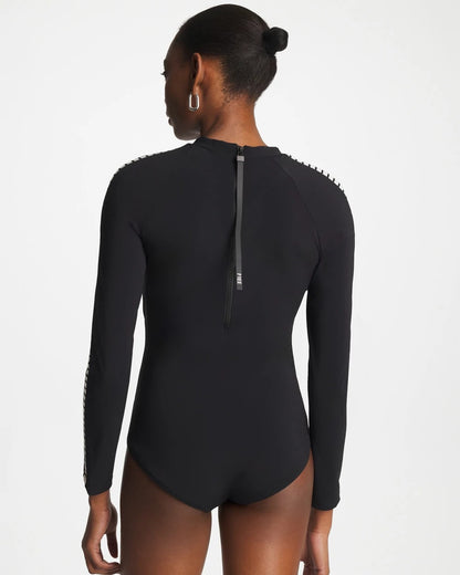 Chico's | Gottex Coco Long Sleeve One Piece/ Black/White
