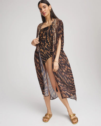 Chico's | Miraclesuit® Raya De Safari Kimono Cover-Up/ Black/Brown