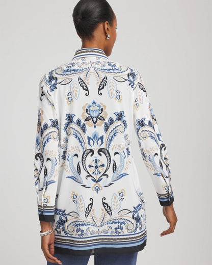 Chico's | Travelers™ Collection Paisley Mesh Shirt Jacket/ Canyon Blue