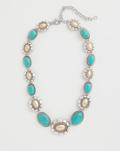 Chico's | Turquoise Mixed Metal Collar Necklace/ Turquoise