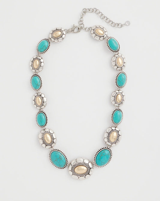 Chico's | Turquoise Mixed Metal Collar Necklace/ Turquoise