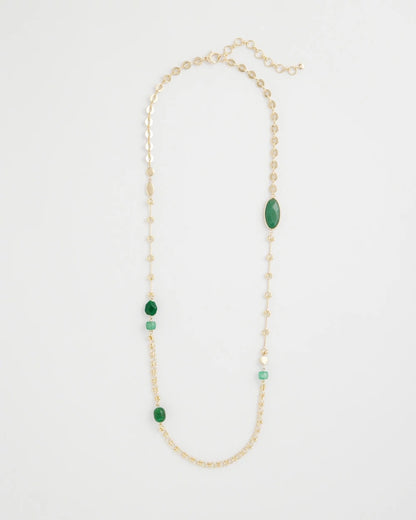 Chico's | Green Accent Long Single Strand Necklace/ Green
