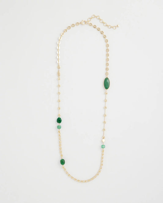 Chico's | Green Accent Long Single Strand Necklace/ Green