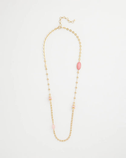 Chico's | Pink Accent Long Single Strand Necklace/ Pink
