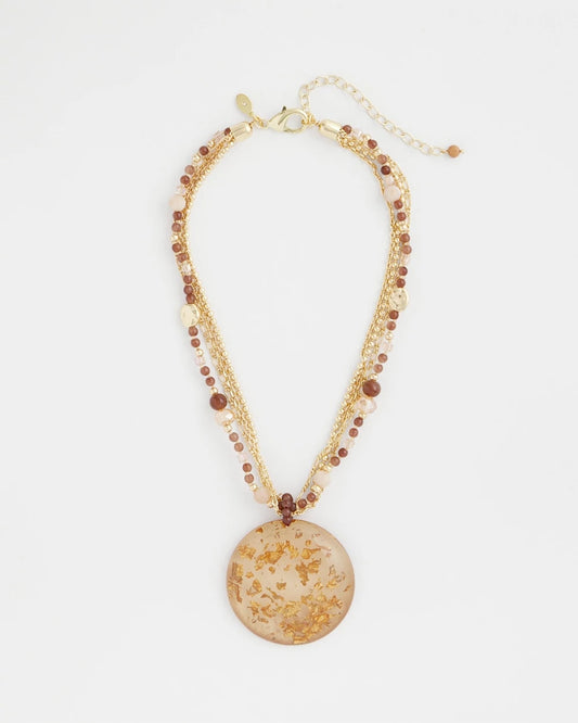 Chico's | Gold Foil Pendant Necklace/ Neutral