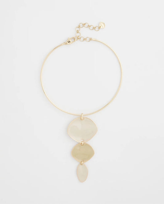 Chico's | Linear Reversible Pendant Necklace/ White/Gold