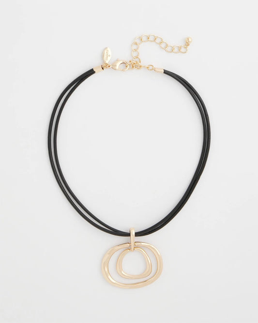 Chico's | Gold Tone Rings Pendant Necklace/ Gold