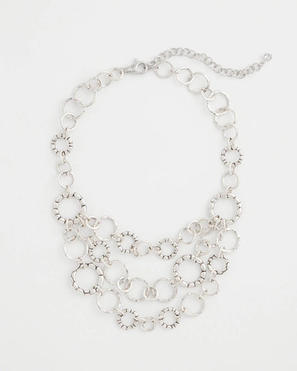 Chico's | Silver Multistrand Bib Necklace/ Silver