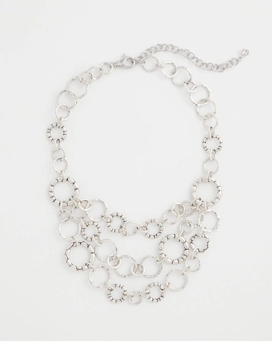 Chico's | Silver Multistrand Bib Necklace/ Silver