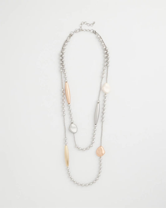 Chico's | Copper and Silver Double Strand Necklace/ Mixed Metals