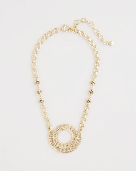 Chico's | Sparkling Goldtone Circle Pendant Necklace/ Gold