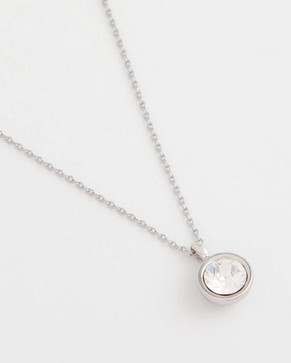 Chico's | Bezel Set Pendant Silvertone Necklace/ Silver