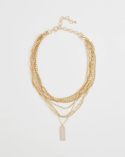 Chico's | Convertible Gold Pave Pendant Necklace/ Gold