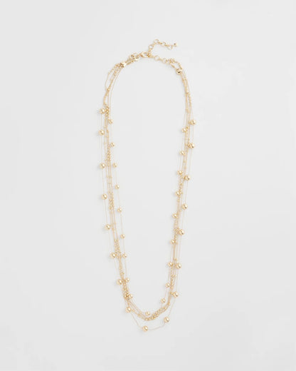 Chico's | Multistrand Beaded Goldtone Necklace/ Gold