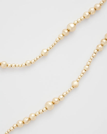 Chico's | Goldtone Long Beaded Necklace/ Gold
