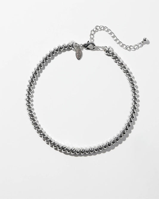 Chico's | Silver Tone Twist Collar Necklace/ Silver