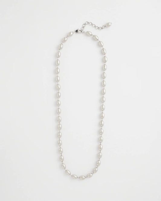 Chico's | Silver Bead Long Single Strand Necklace/ Silver