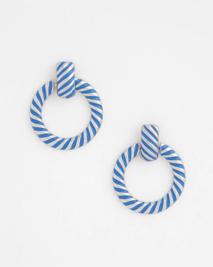 Chico's | Blue Twist Drop Hoop Earrings/ Blue