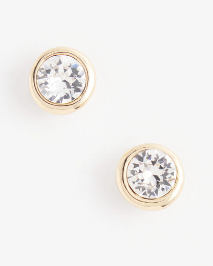 Chico's | Gold Tone Crystal Stud Earrings/ Gold